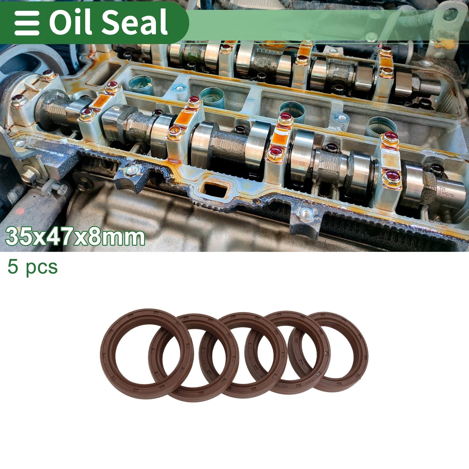 Set of 5 Oil Seals FKM Rubber 35x47x8mm for Automotive Applications