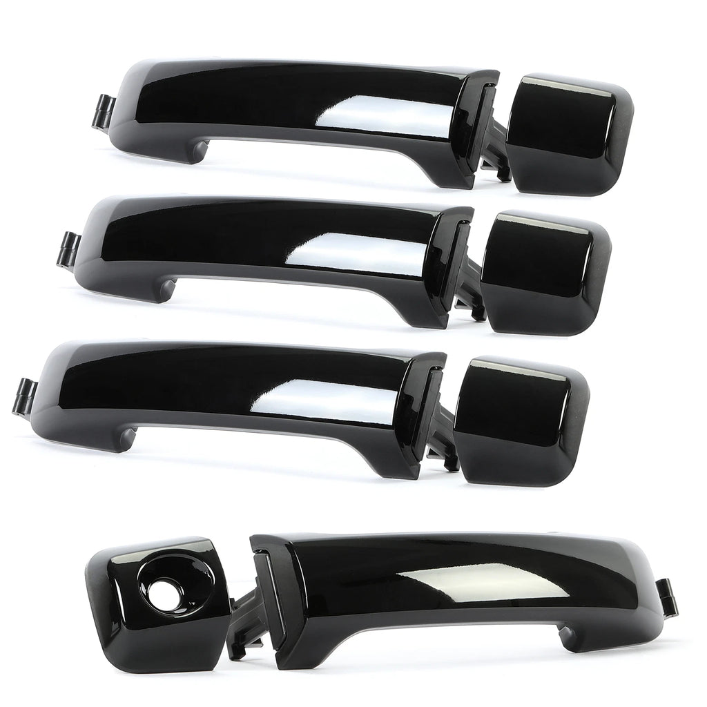 Set of 4 Glossy Black Painted Door Handles for Toyota Tundra Sequoia (2011–2019)