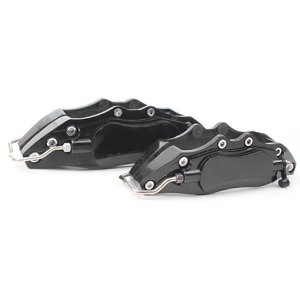 3D Metal Brake Caliper Covers Set of 4 Universal Front & Rear Black