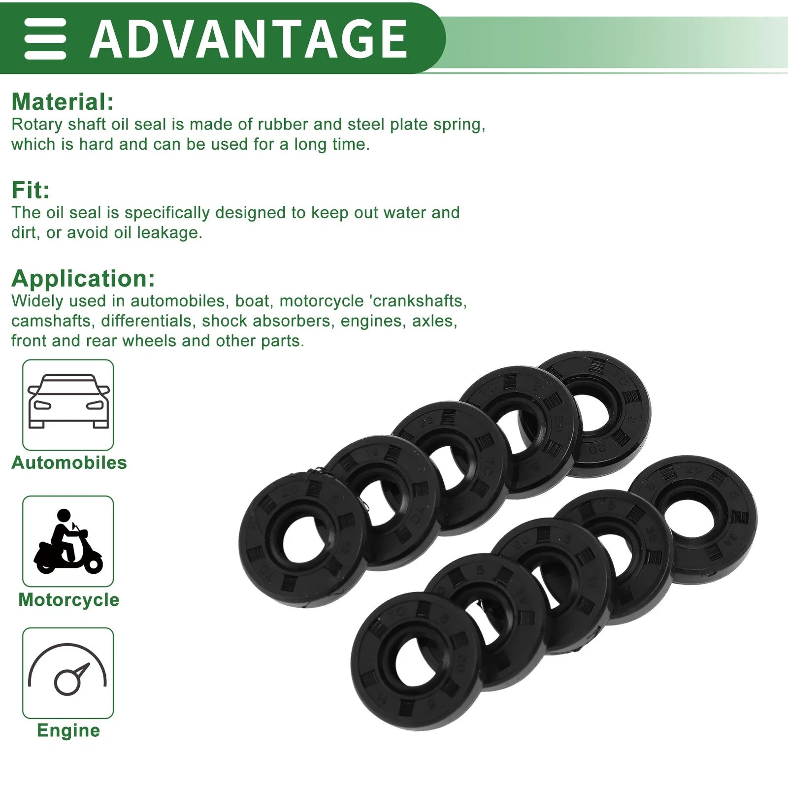 Oil Seal Ring for Various Models (8x20x5mm, NBR Rubber, High Pressure)