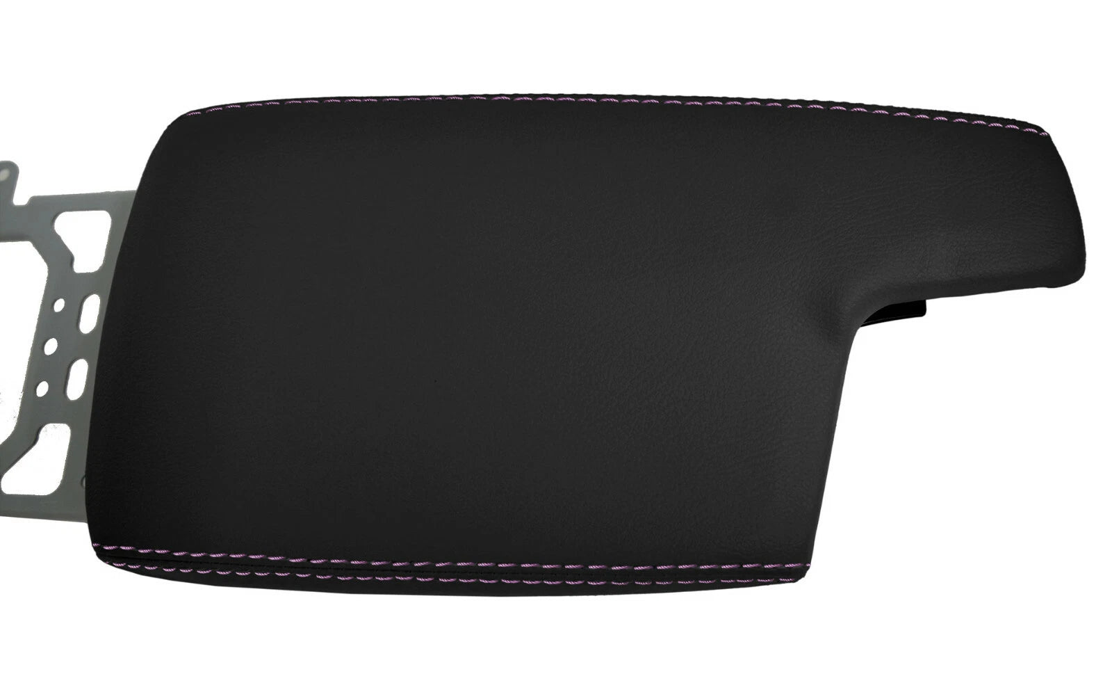 Leather Console Lid Armrest Cover for Subaru Crosstrek (2018–2020) Black Purple Stitch