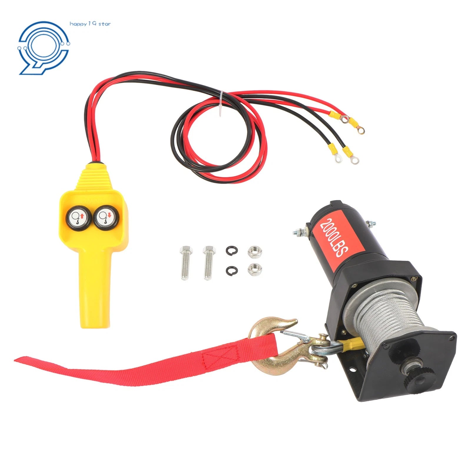 12V Electric Winch for ATV/UTV (2000 lbs, Waterproof, Steel Cable)