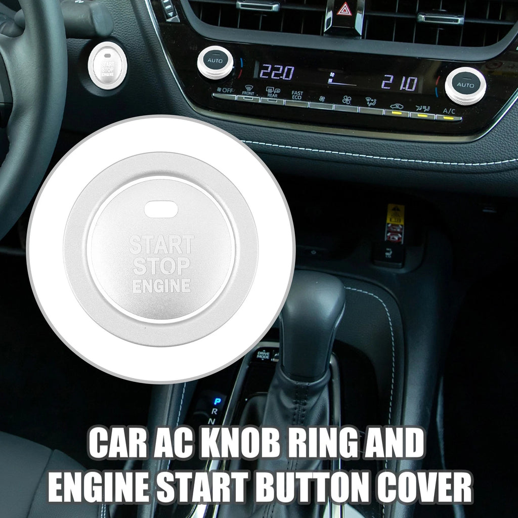 Set of 4 AC Knob Ring Engine Start Button Covers for Toyota Corolla 