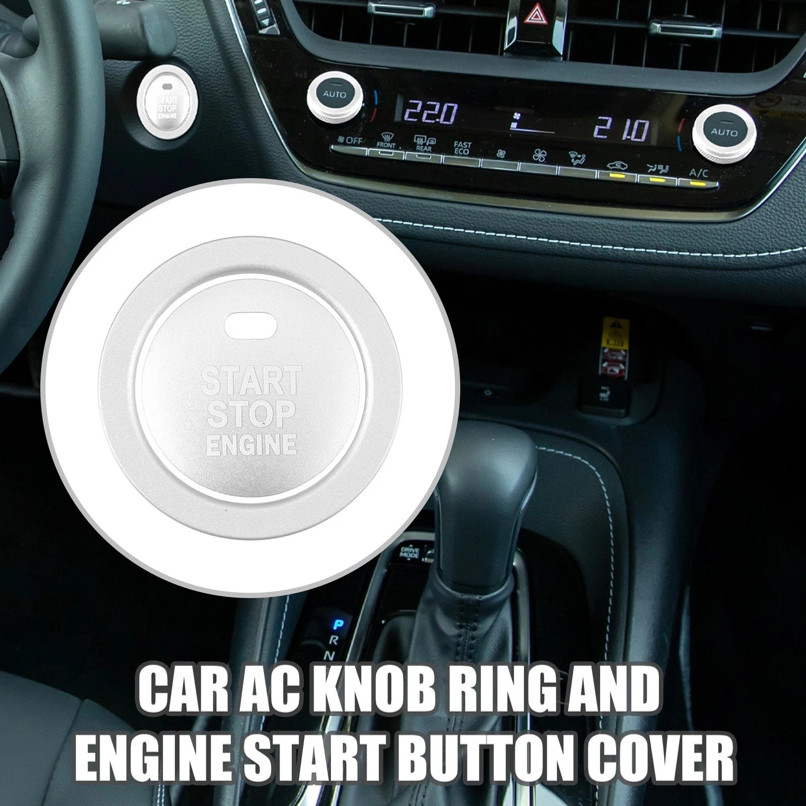 Set of 4 AC Knob Ring Engine Start Button Covers for Toyota Corolla 