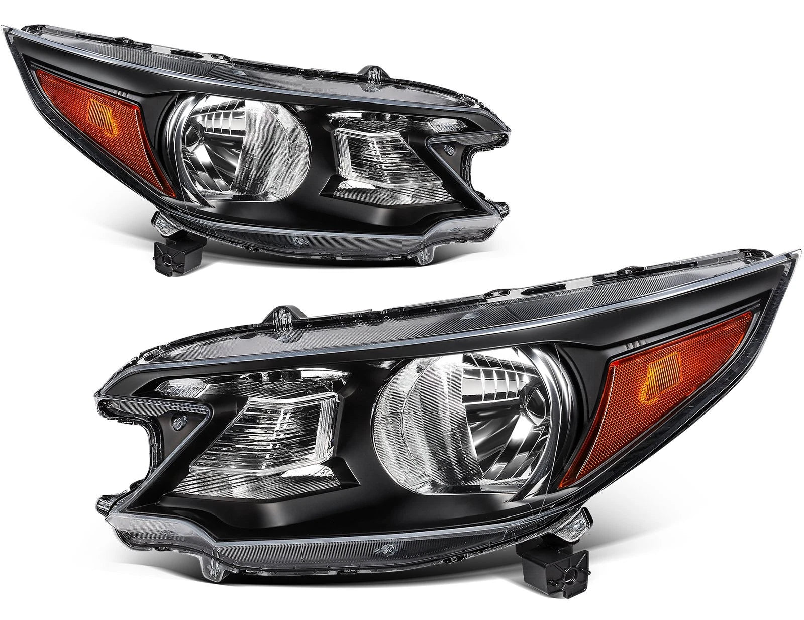 Pair of Black Reflector Headlights for Honda CR-V (2012–2014)