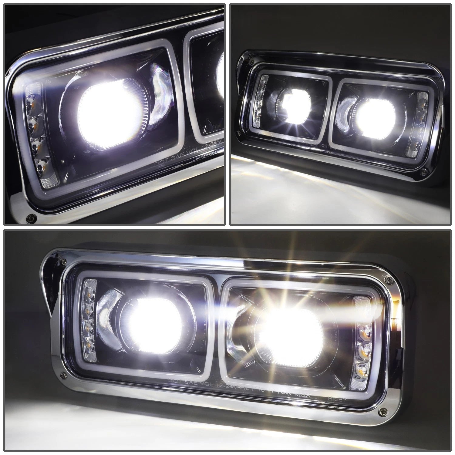 Full LED DRL Signal Projector Headlights for Freightliner Kenworth (1981–2019)