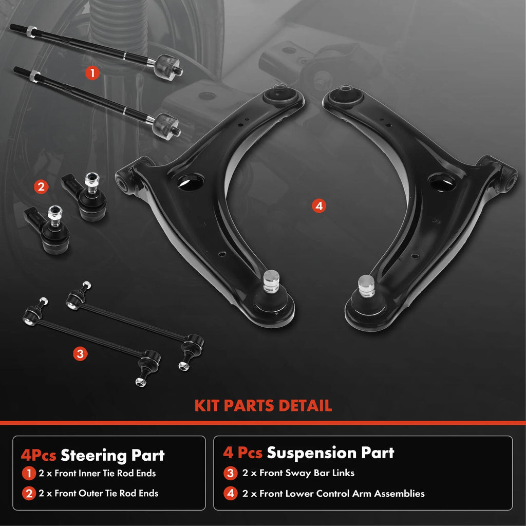 8x Front Control Arm with Ball Joint Sway Bar for Mitsubishi Outlander