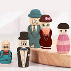 10Pcs Unpainted Wooden Peg Dolls Family Figures for Creative DIY Ornaments