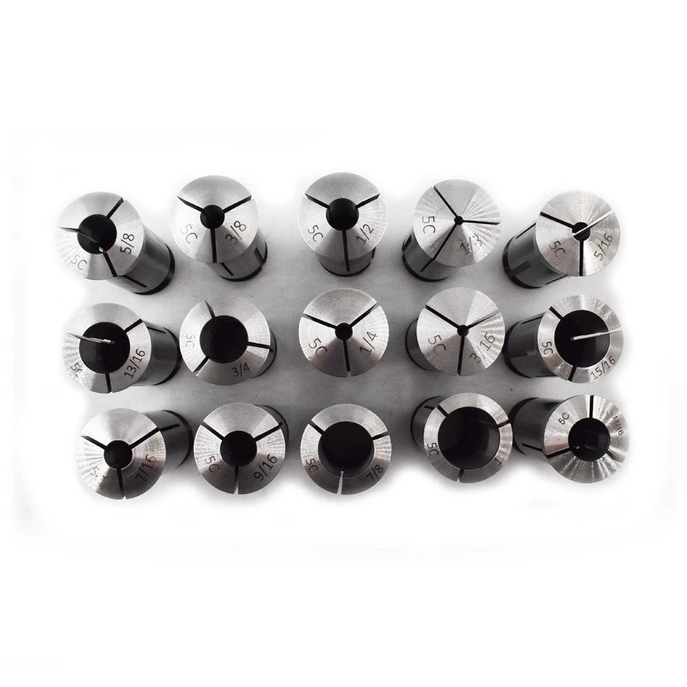15 PC Set 5C Round Collet for Precision Machining (TIR 0.0005")