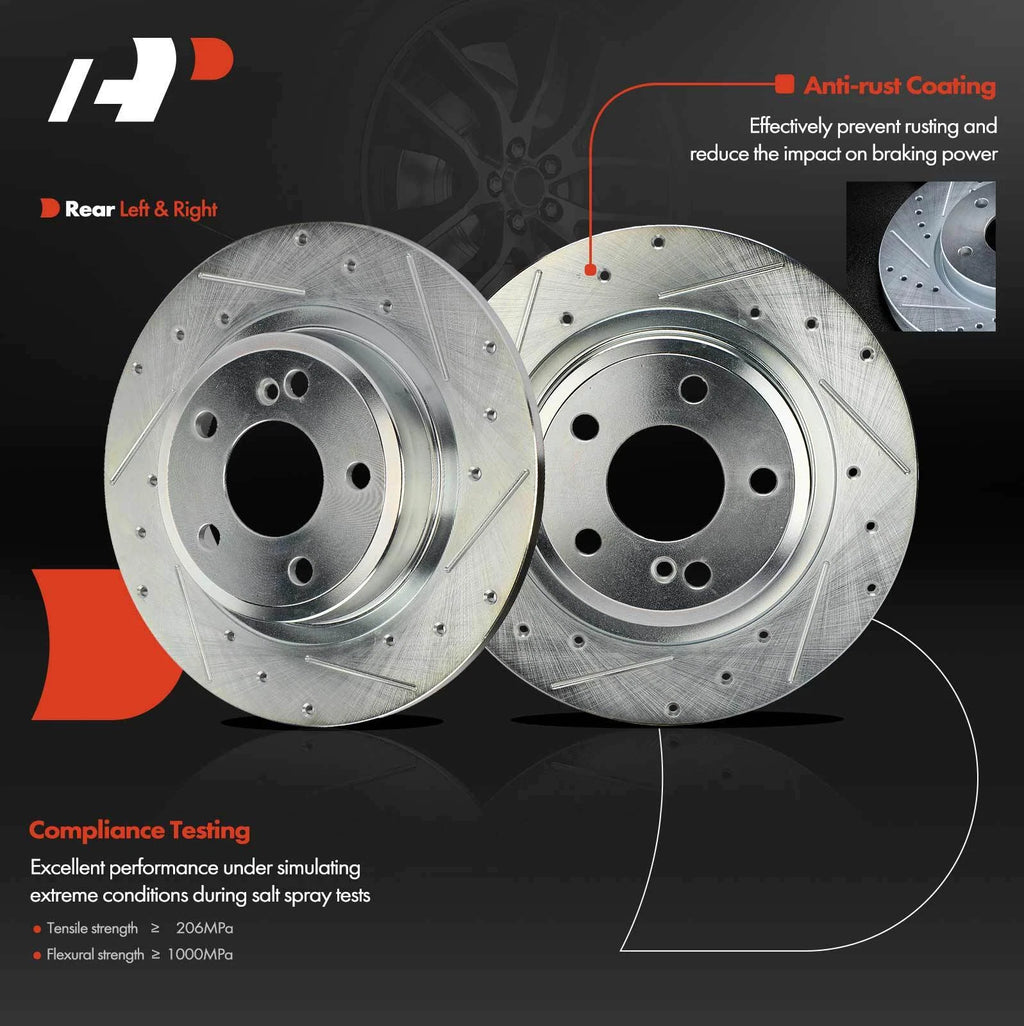 Rear Side Drilled Brake Rotor & Pad for Mercedes CLA250 (2014–2019)