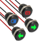 12mm Waterproof LED Indicator Lights for Tractors RVs Boats (DC 12V 24V)