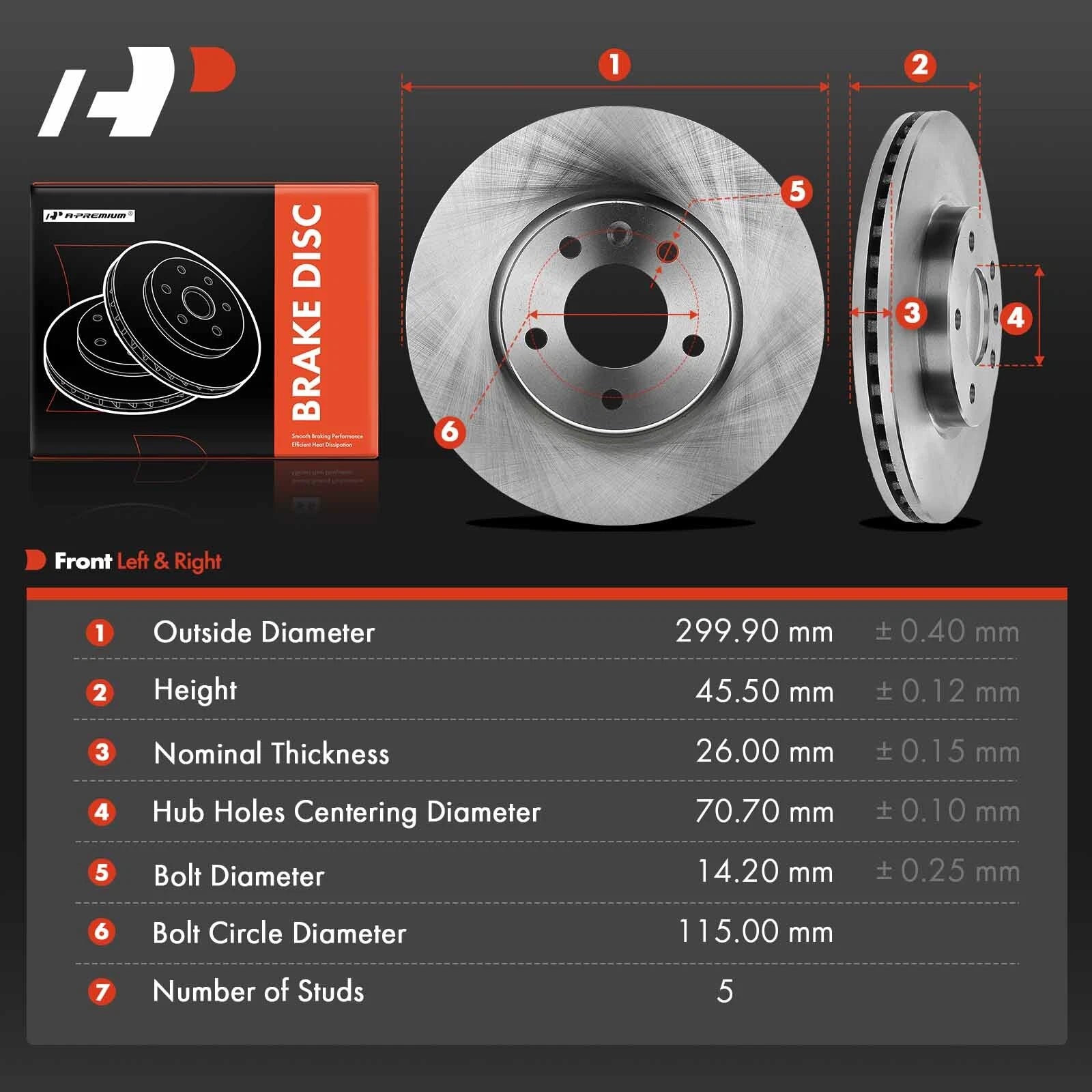 Front Disc Brake Rotors for Chevrolet Equinox (2018–2021) Malibu (2017–2021) Cruze