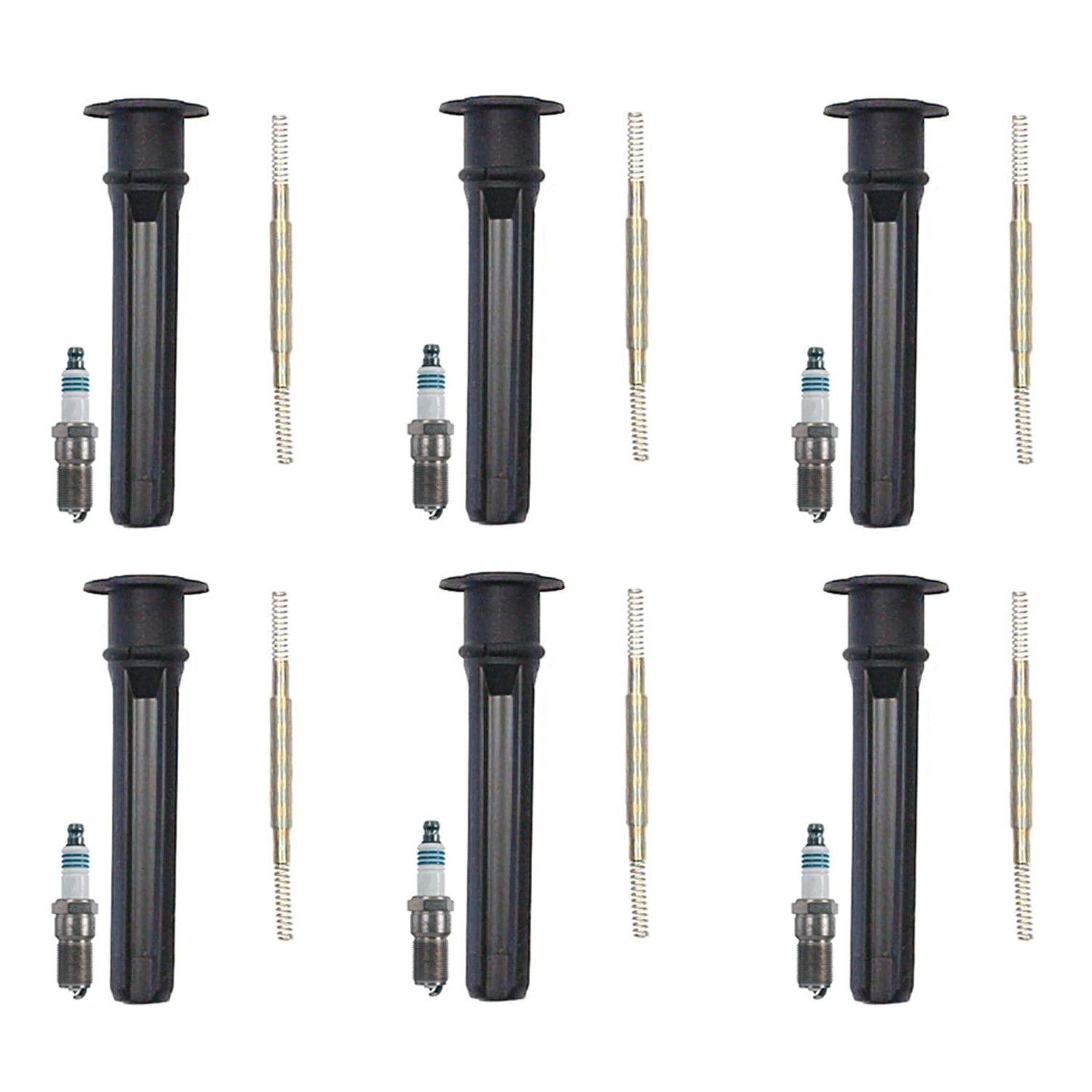 Set of 6 Denso Iridium Power Spark Plugs & Coil Boots for Concorde Intrepid Stratus (1998–2004)