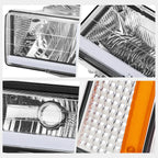 F-Shape LED DRL Headlight for Chevy C/K Pickup Suburban Tahoe (1994–2000)