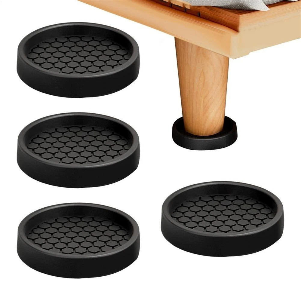 Set of 4 Round Anti-Slip Silicone Coasters for Hardwood Floors