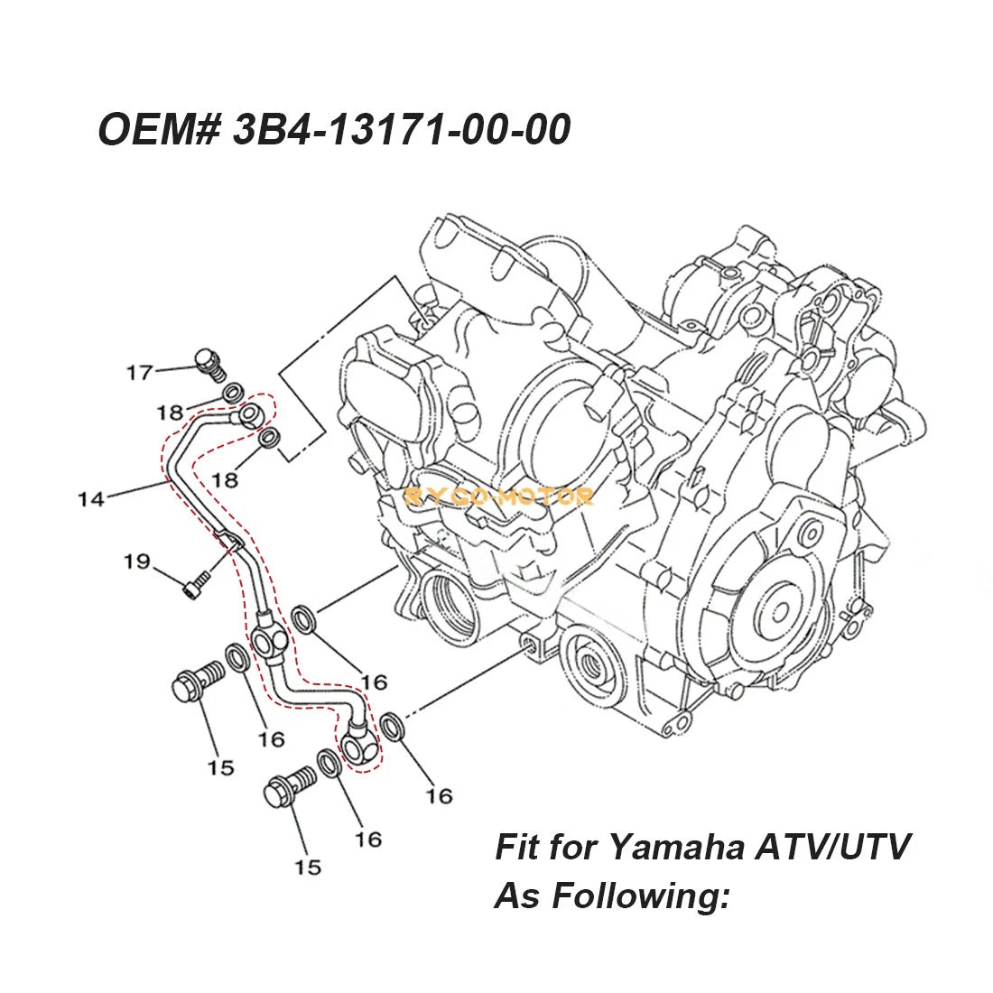 Oil Pump Line Delivery Pipe for Yamaha Grizzly 550 700, Rhino, Viking, Kodiak 700