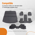Set of 3 Black TPE Floor Mats & Cargo Mat for Mazda CX-90 (2024)