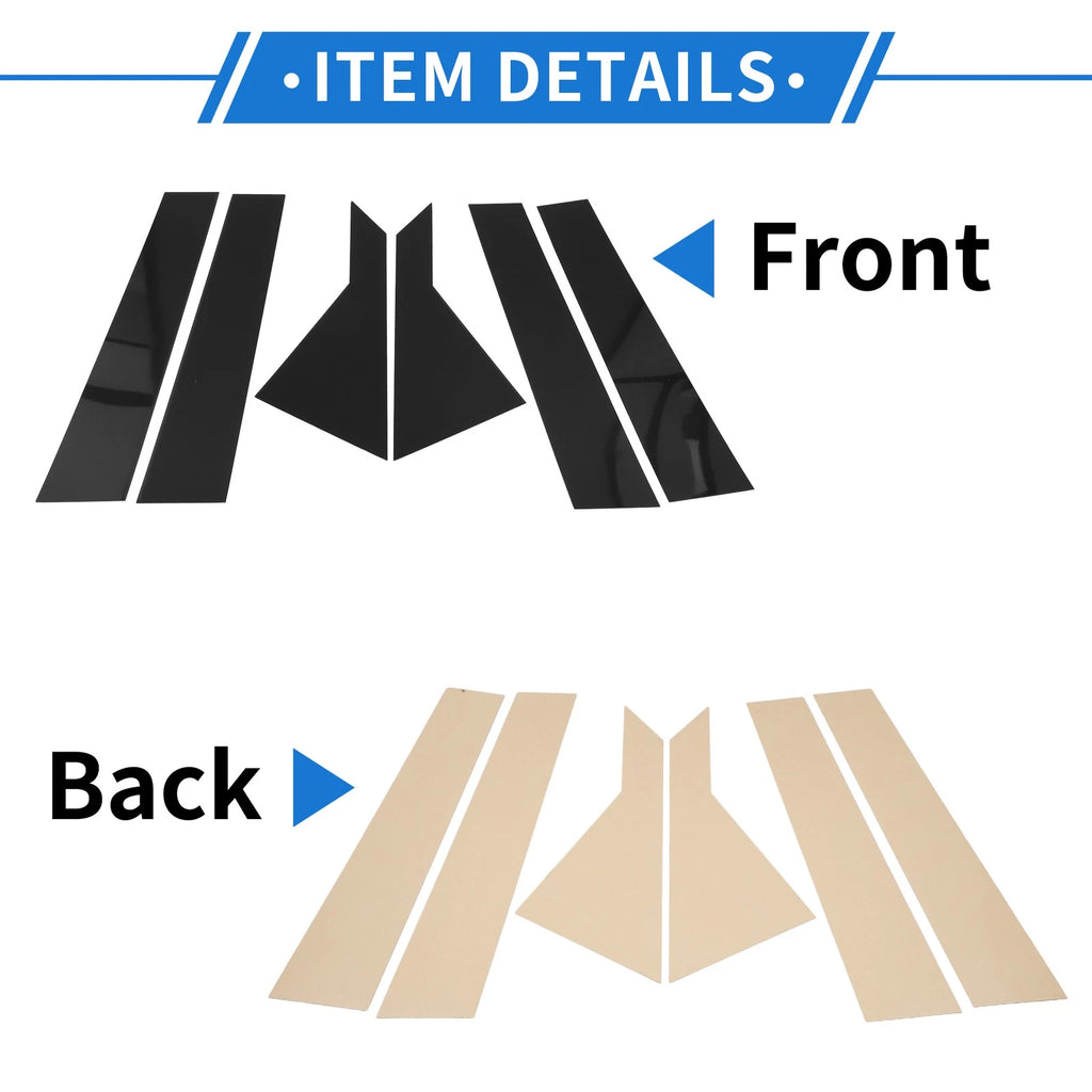 Set of 6 Door Pillar Window Trim for Kia Forte K3 (2019–2024) Black