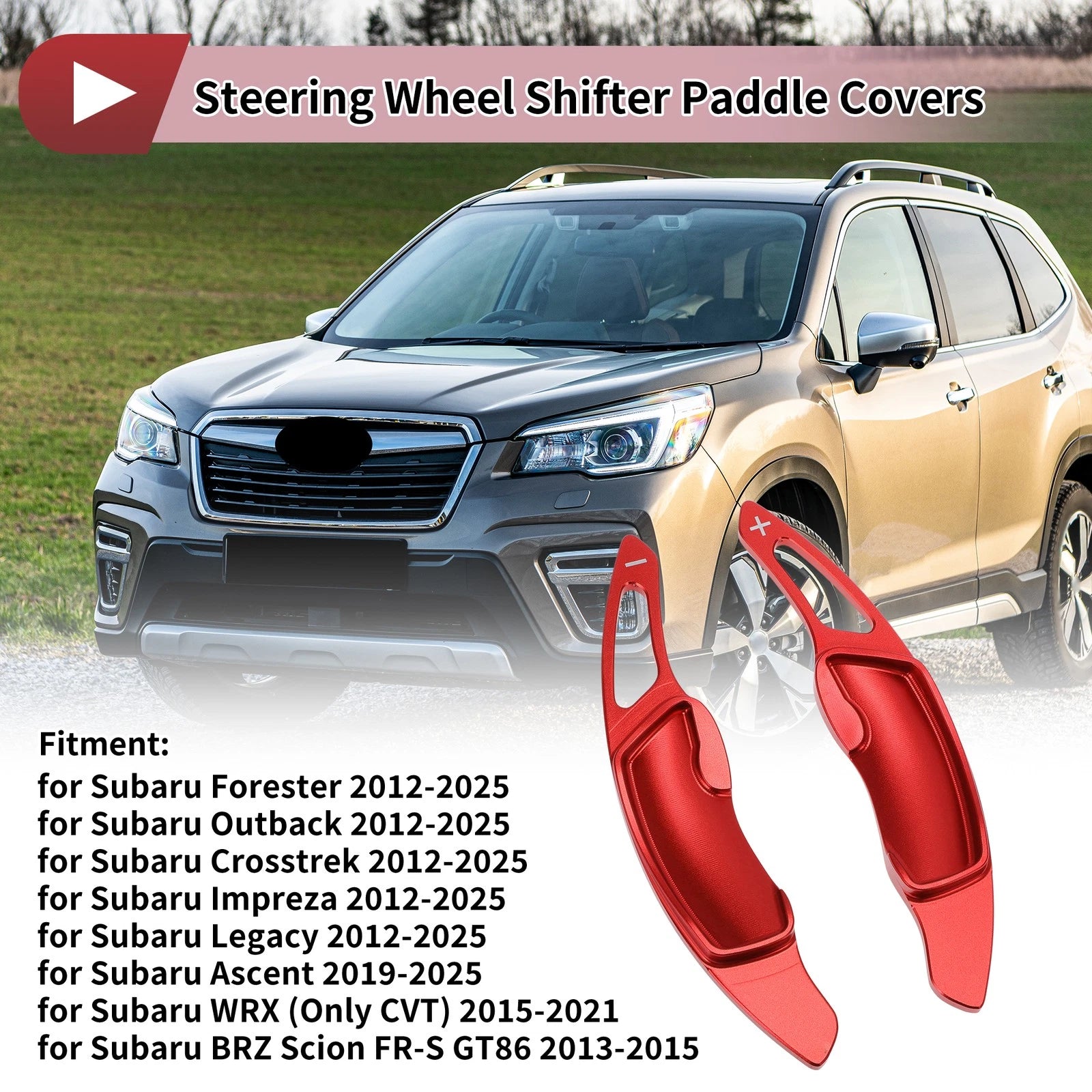 2X Red Aluminum Alloy Steering Wheel Paddles for Subaru Crosstrek (2012–2025)