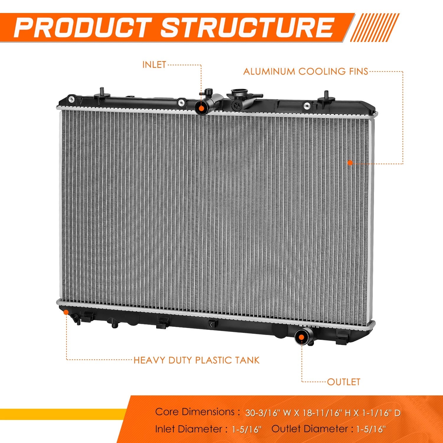 Aluminum Core Radiator for Toyota Highlander 2011–2013 DPI-13286
