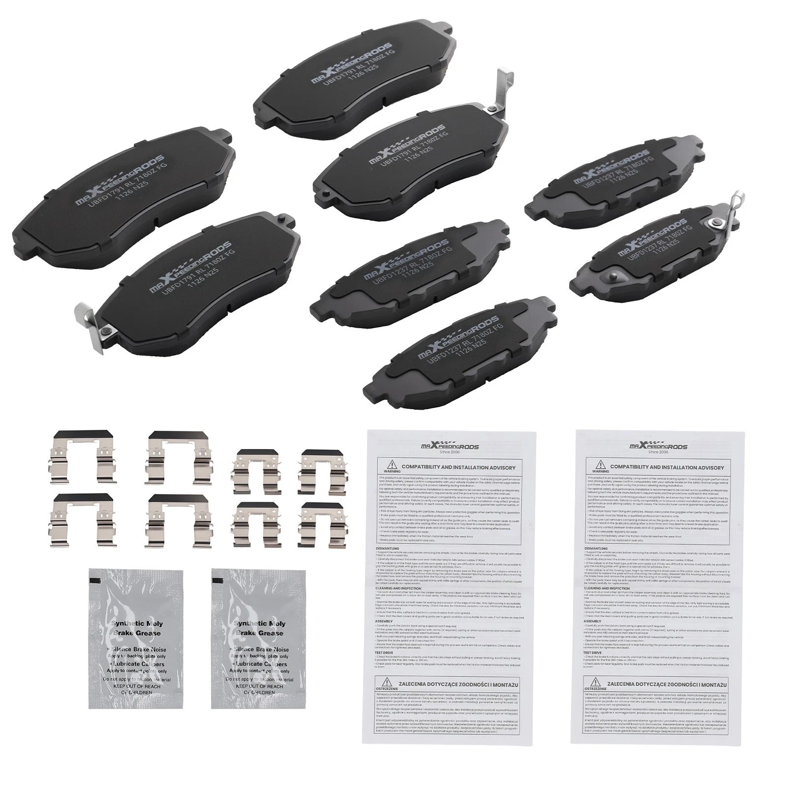 8pcs Ceramic Brake Pad Set for Subaru Forester Impreza Legacy Outback (2000–2023)