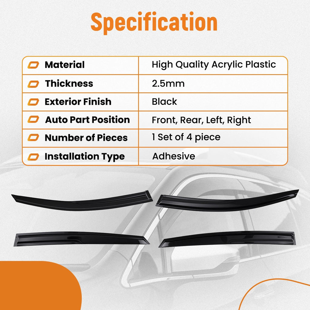 Window Rain Guards Visor Vent for Kia Optima (2011–2015)