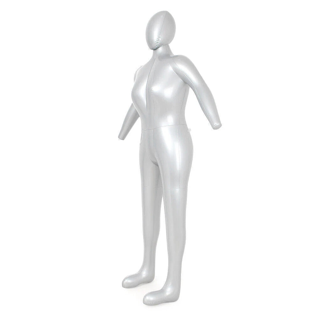 Inflatable Woman Whole Body Mannequin Fashion Dummy Torso Model Silver