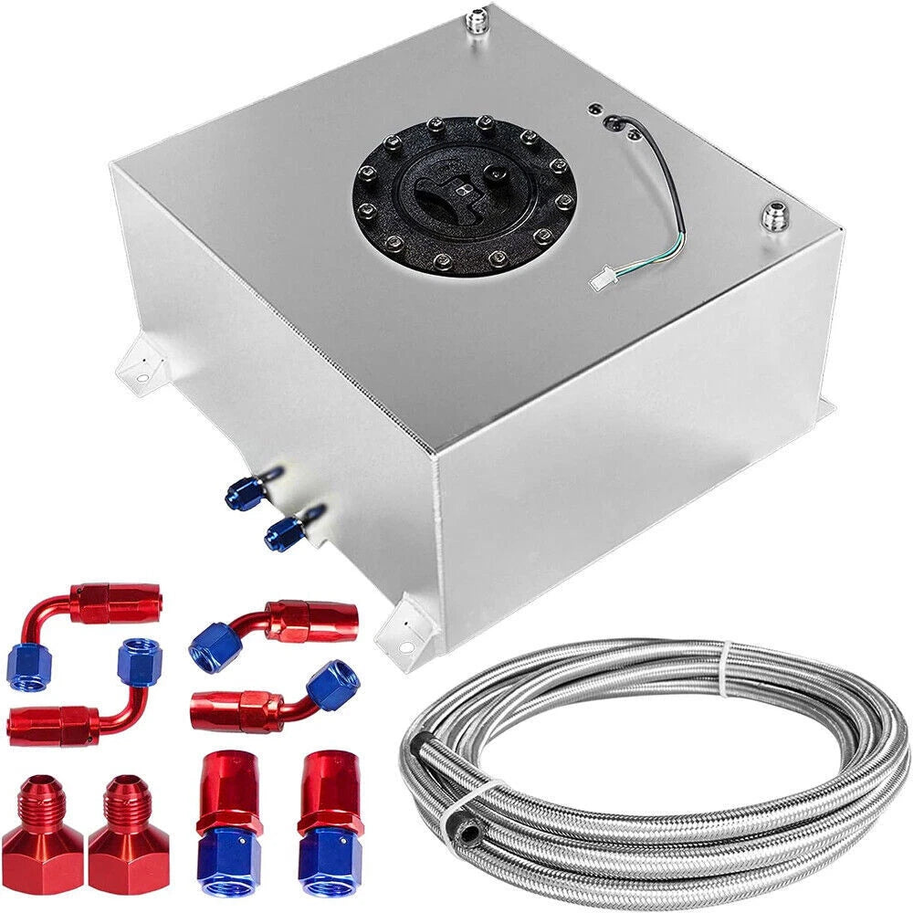 10 Gallon Aluminum Fuel Cell Gas Tank with Cap, Level Sender, Nylon Line Kit