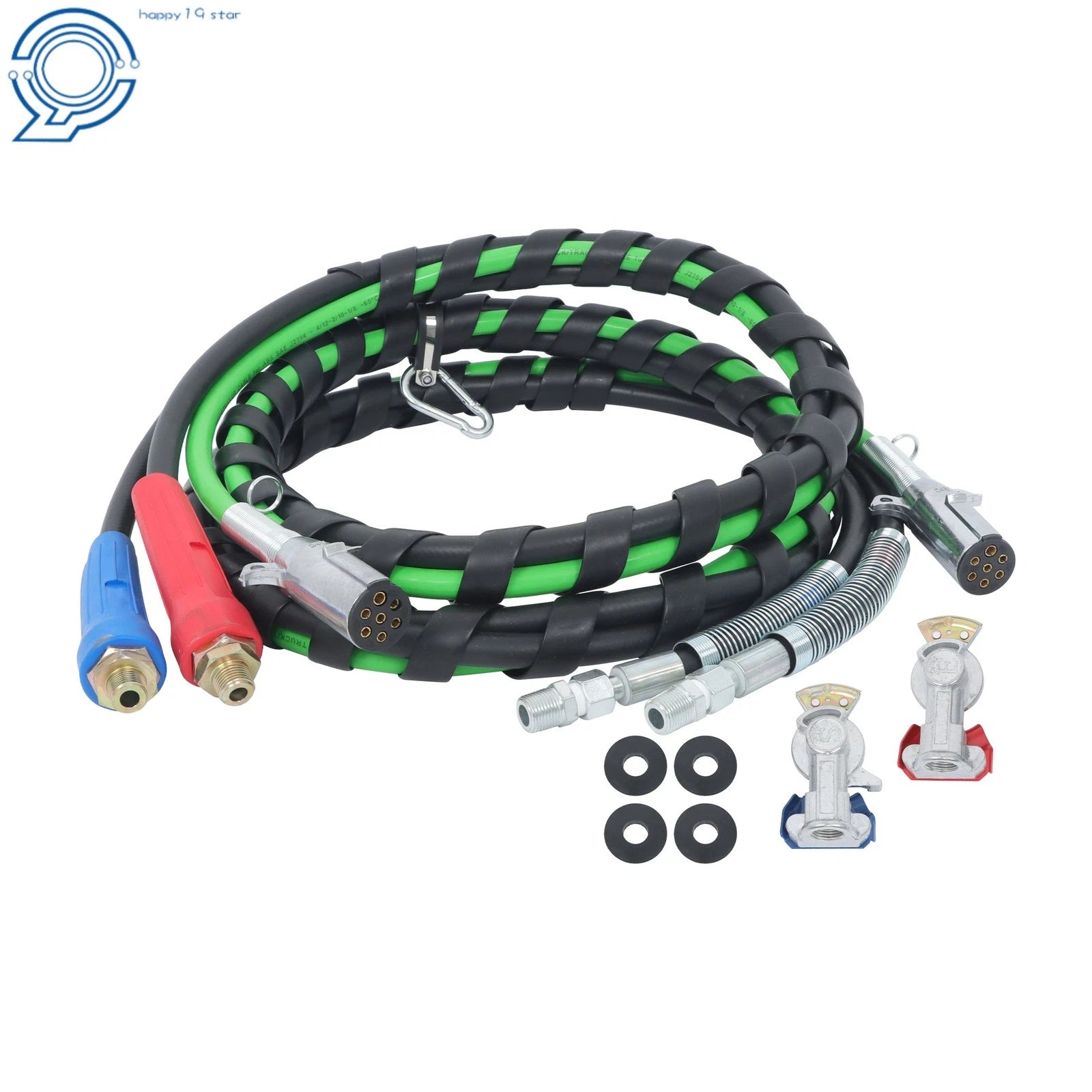 Set of 2 Air Line Hose Assemblies for Semi Truck Tractor Trailer (12 Ft)