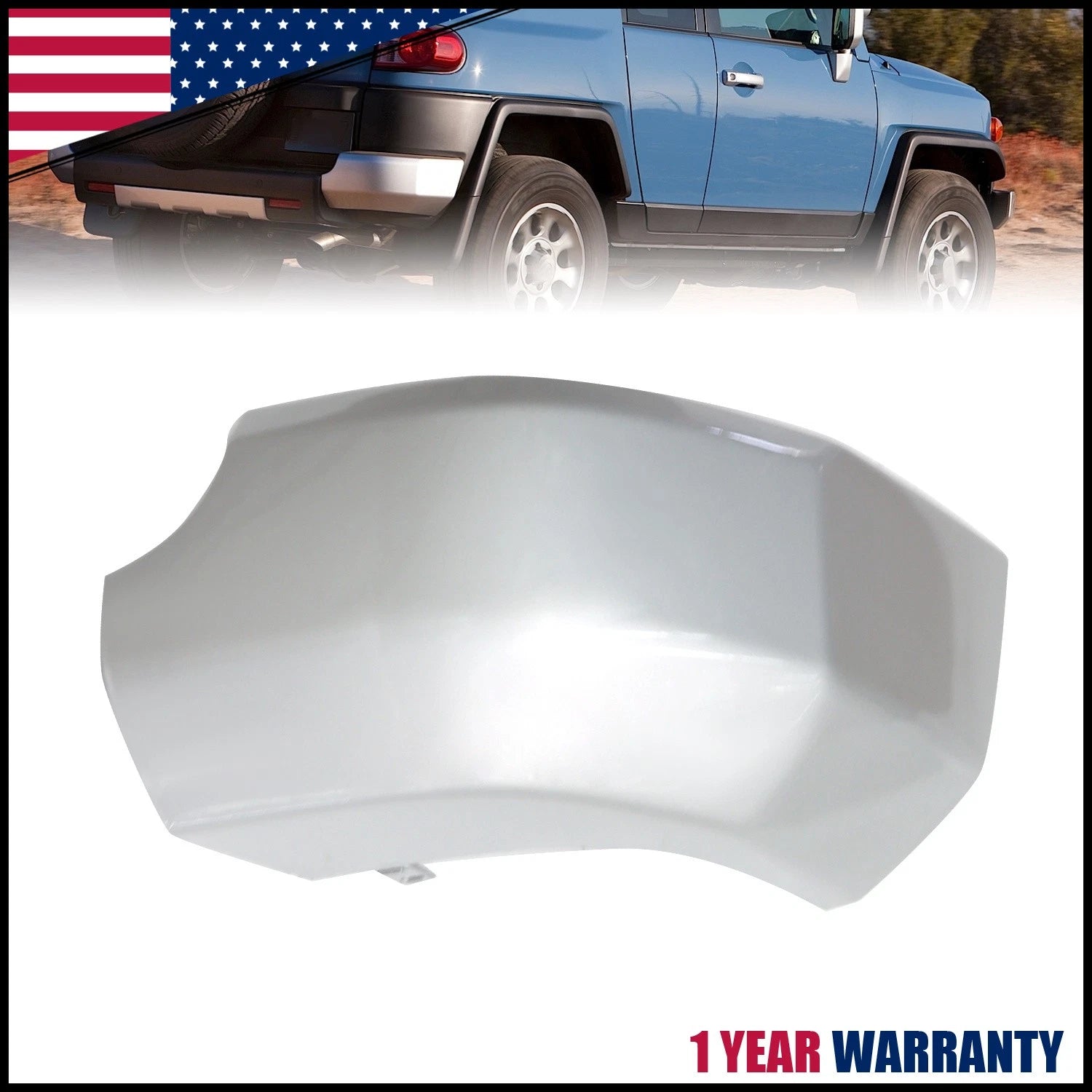 Rear Right Bumper End Cap for Toyota FJ Cruiser (2007–2014) - Silver