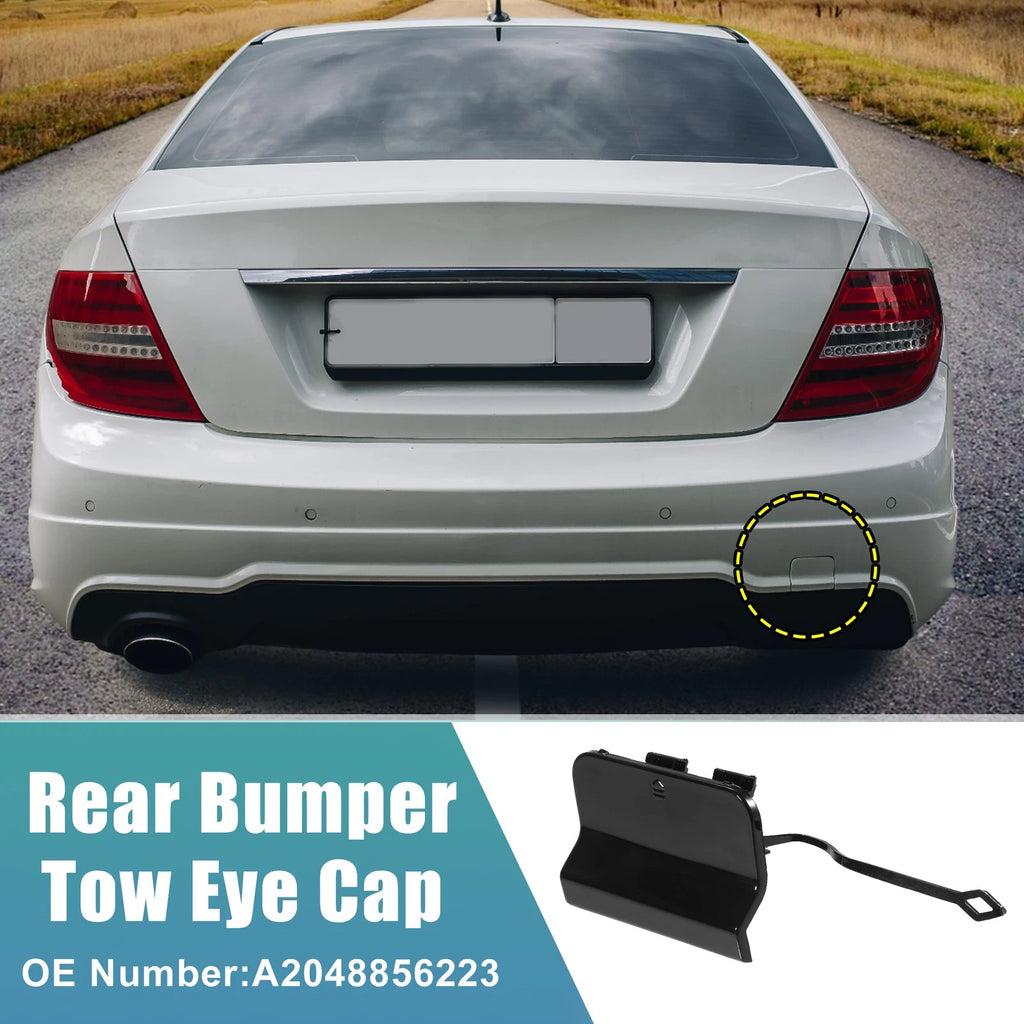 Rear Bumper Tow Hook Cover for Mercedes Benz C-Class (2012–2015) No.A2048856223 Black