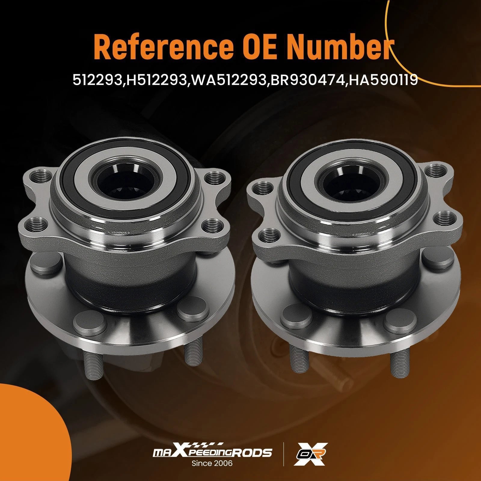Set of 2 Rear ABS Hub Assemblies for Subaru Legacy Outback (2005-2009)