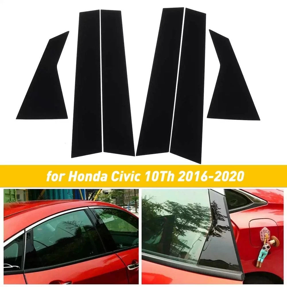 Glossy Black Door Window Pillar Posts Cover for Honda Civic (2016-2020)