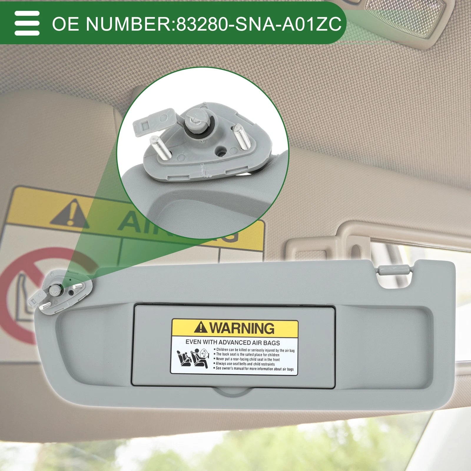 Left Driver Side Sun Visor No. 83280-SNA-A01ZC for Honda Civic (2006–2008)
