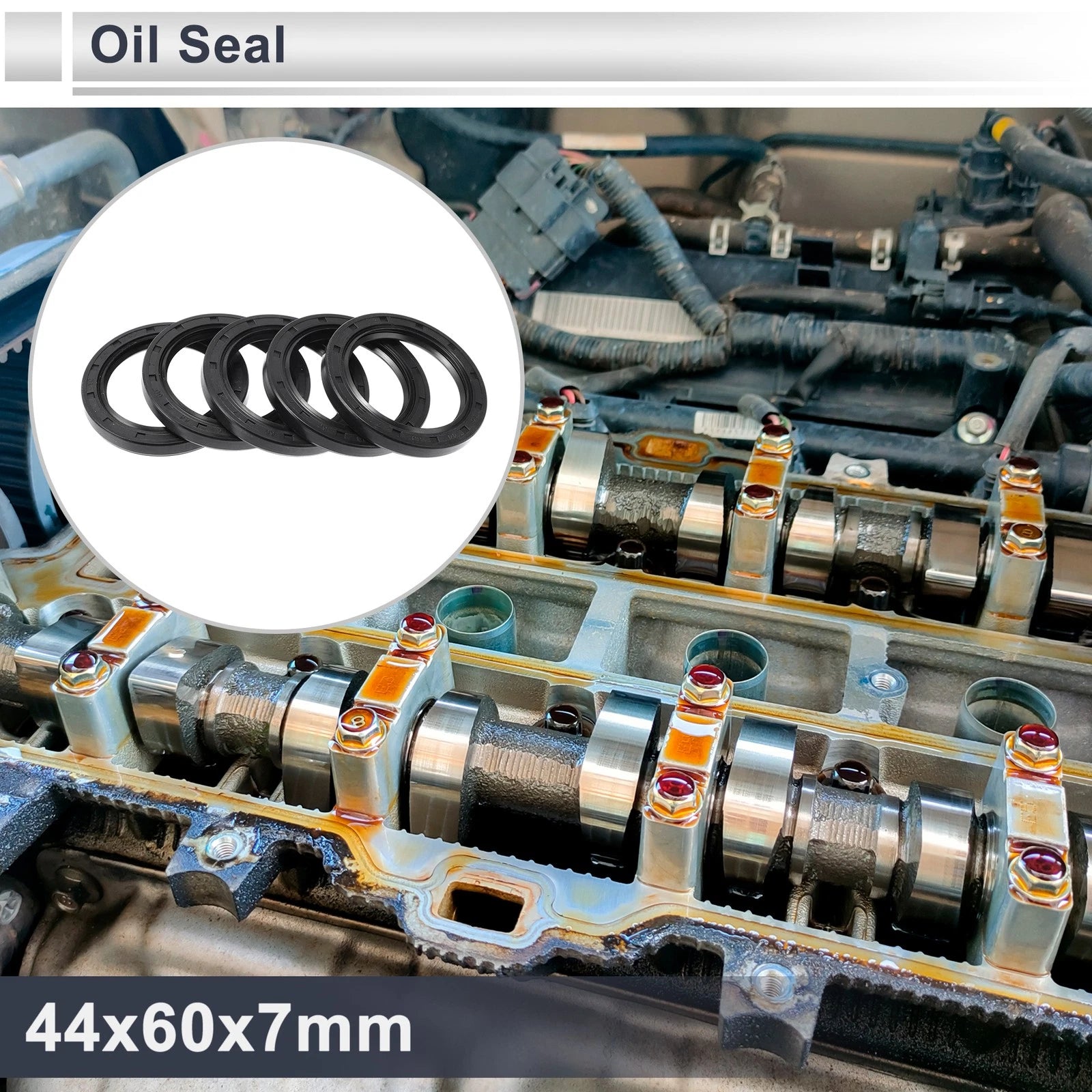 Set of 5 Oil Seal Rotary Shaft Seal Nitrile Rubber 44x60x7mm