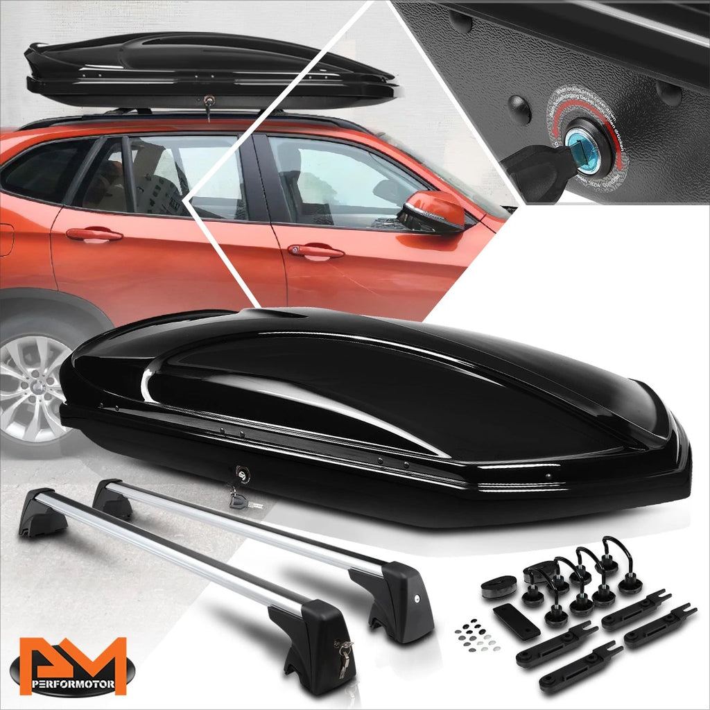 2X Aluminum Cross Bar Roof Rack for BMW X1 (2010–2015) + Black Storage Box