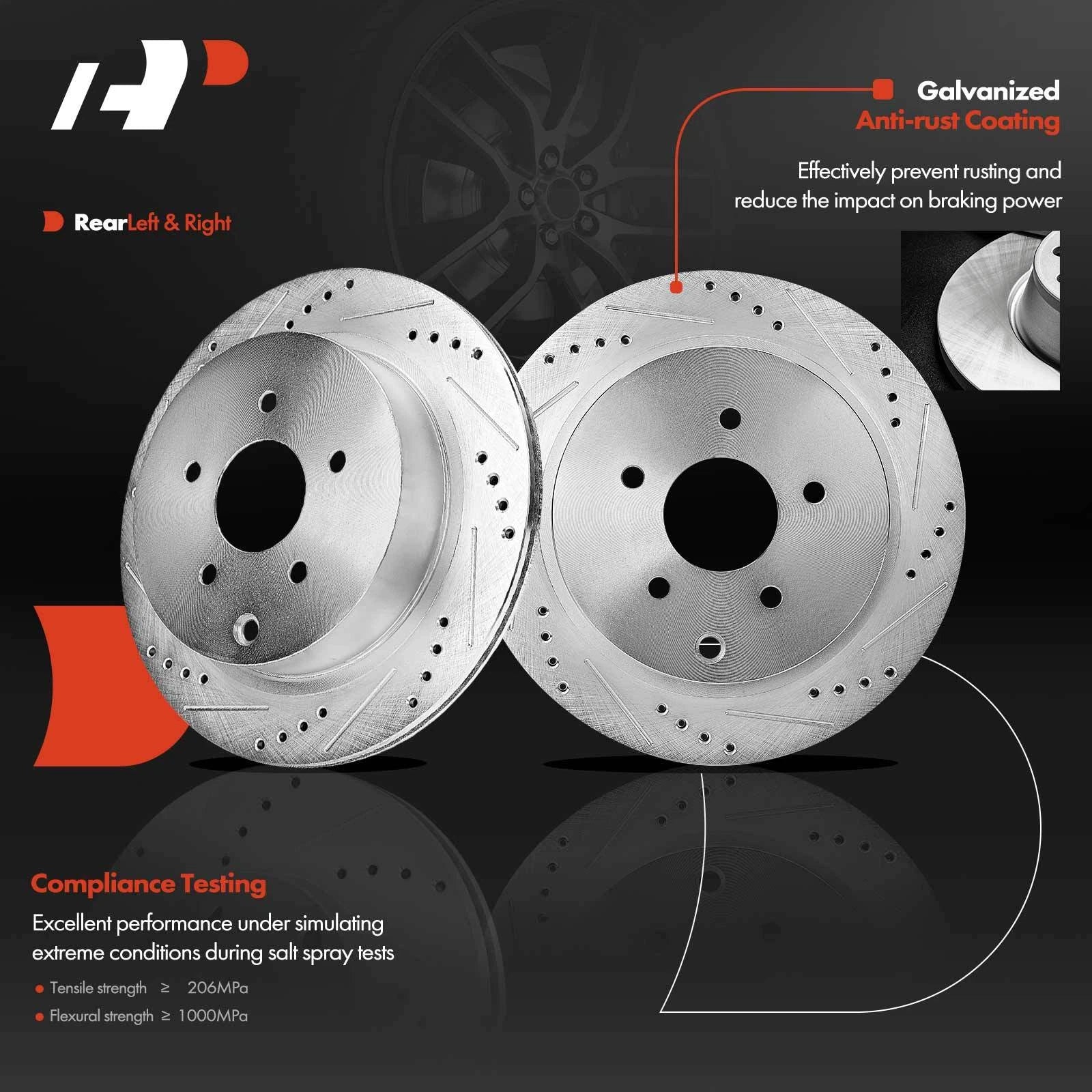 Drilled Brake Rotors & Pads Set for Nissan Murano (2003–2023)