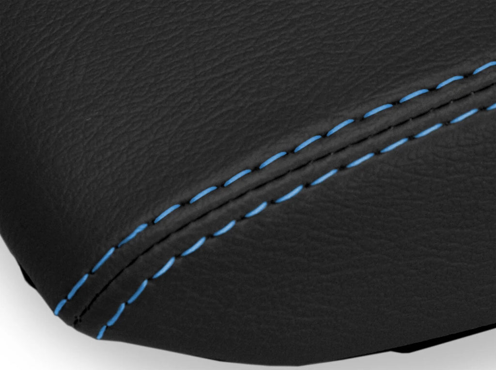 Leather Console Lid Pull Over Cover for Chevrolet Equinox (2005–2009) Blue Stitch