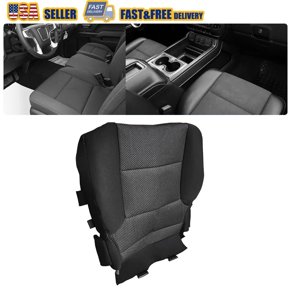 Driver Bottom Cloth Seat Cover Black for Chevy Silverado 1500 2500HD (2014–2019)