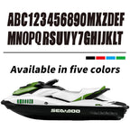 Set of 4 Waverunner Jetski PWC Registration Numbers A-Z 0-9 (Black)