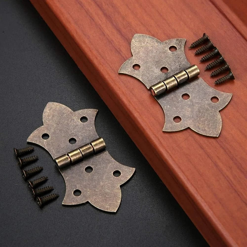 6x Antique Bronze Cabinet Hinge for Wooden Box Wardrobe Door (57mm x 31mm)