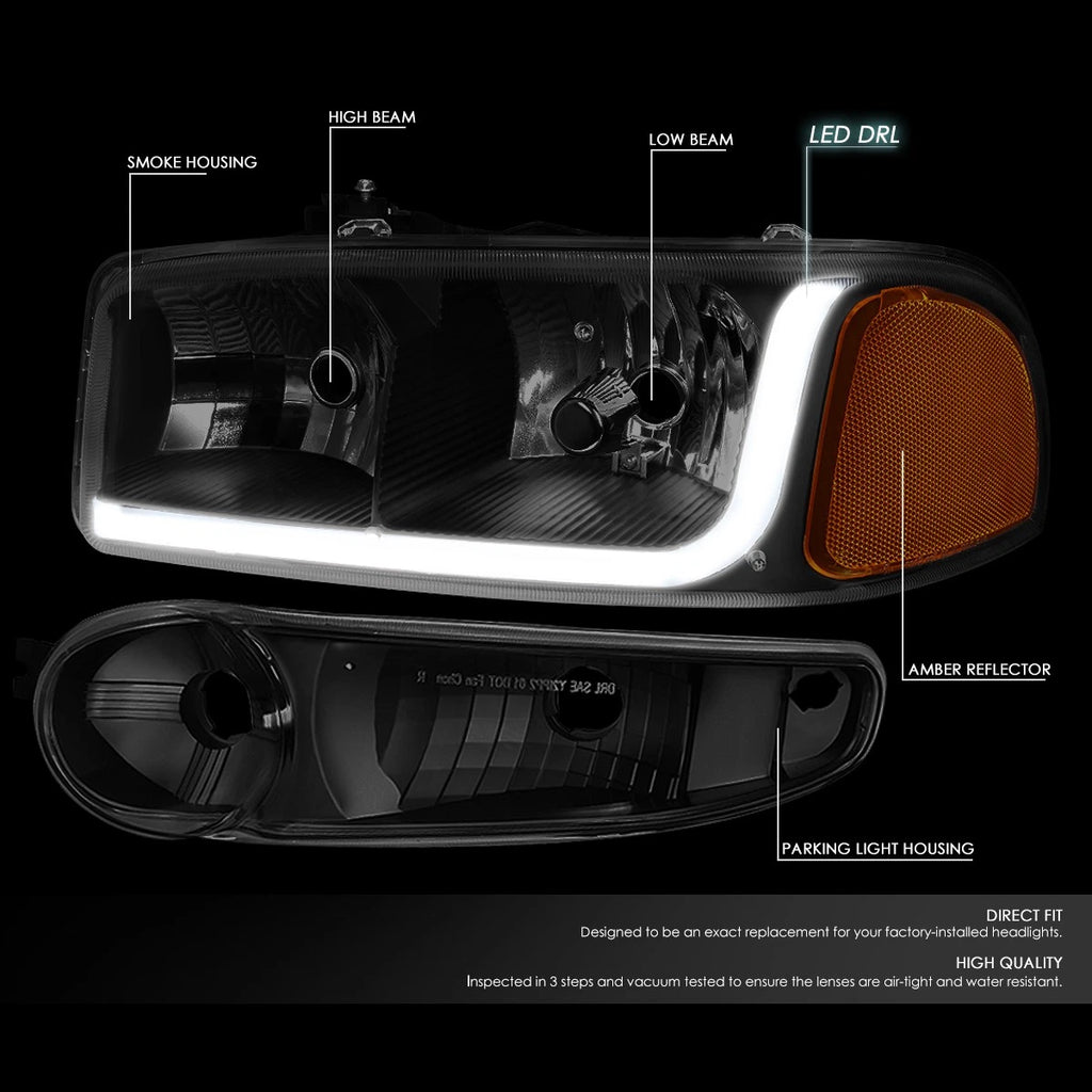 LED DRL Headlight Bumper Lamps for GMC Sierra 1500 Denali (2002–2007)