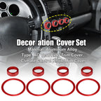 Set of 4 AC Vent Ring Knob Trim Covers for Toyota Tacoma (2016–2020) Red