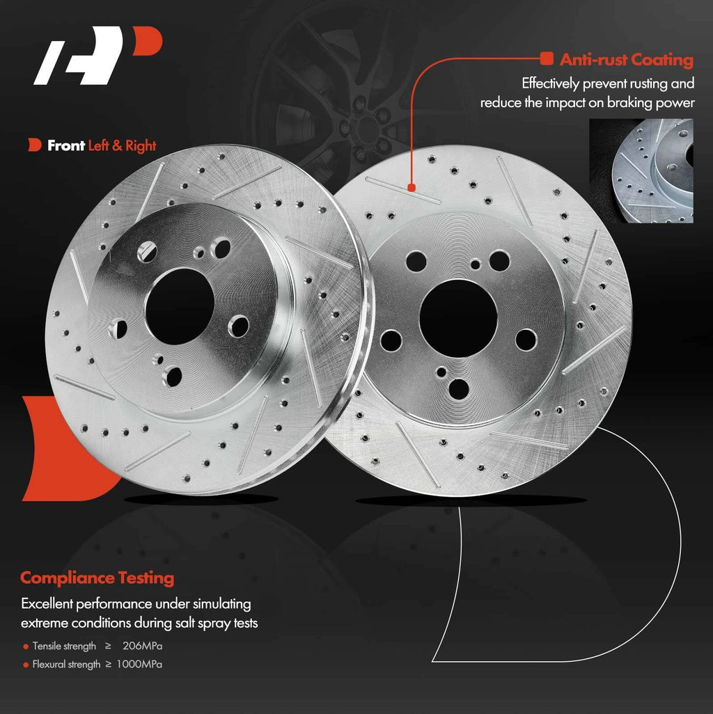 Front Drilled Brake Rotors for Toyota Corolla Prius AWD-e (2019–2021)