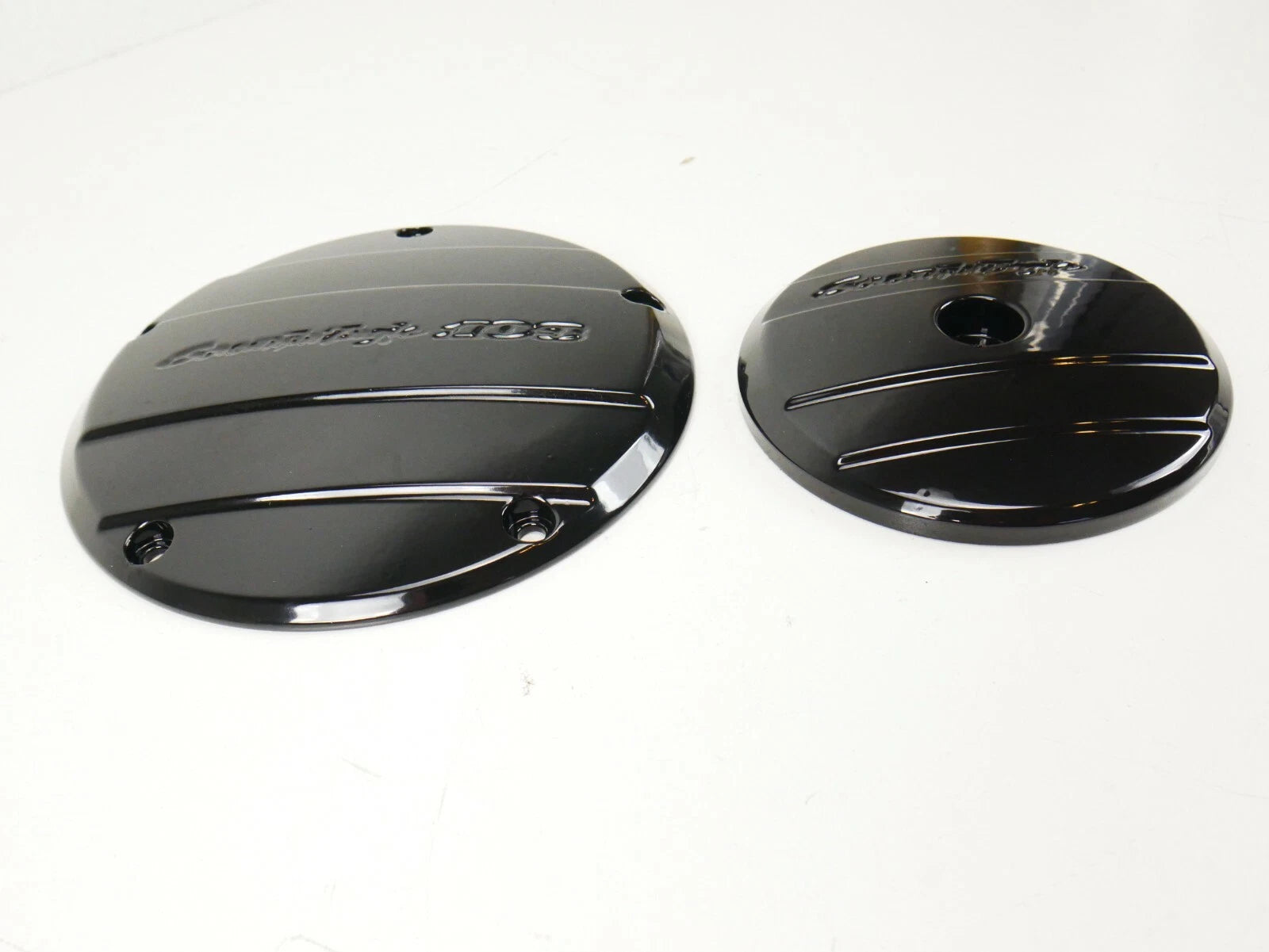 Gloss Black Derby & Air Cover for Harley CVO Softail Dyna Road King Electra Glide