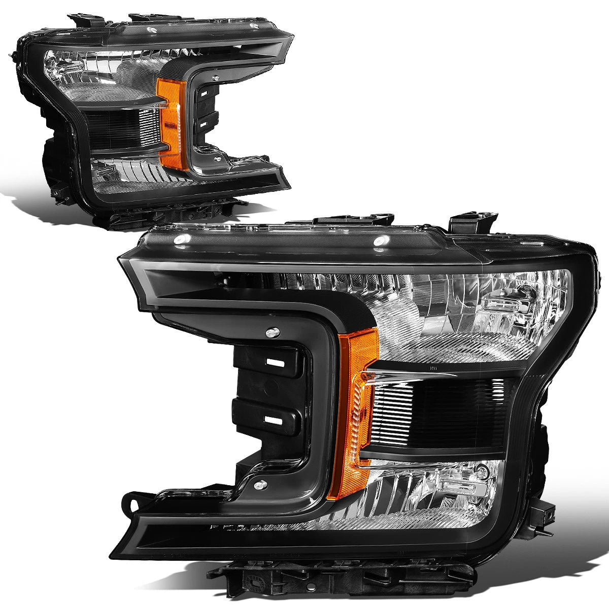 OE Style Black Housing Amber Side Driving Headlight Lamps for Ford F150 (2018–2020)