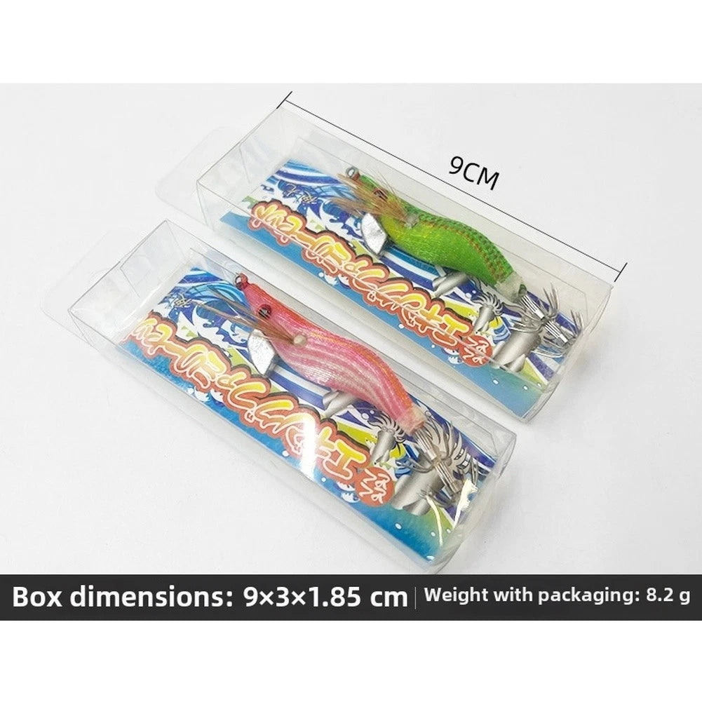 1.5# Glow in Dark Wooden Shrimp Squid Jig for Night Angling