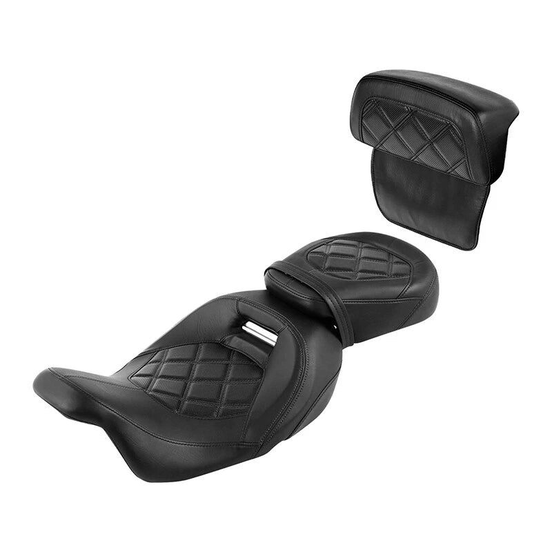 Driver & Passenger Seat & Backrest for Harley CVO Road Glide (2014–2023) Black