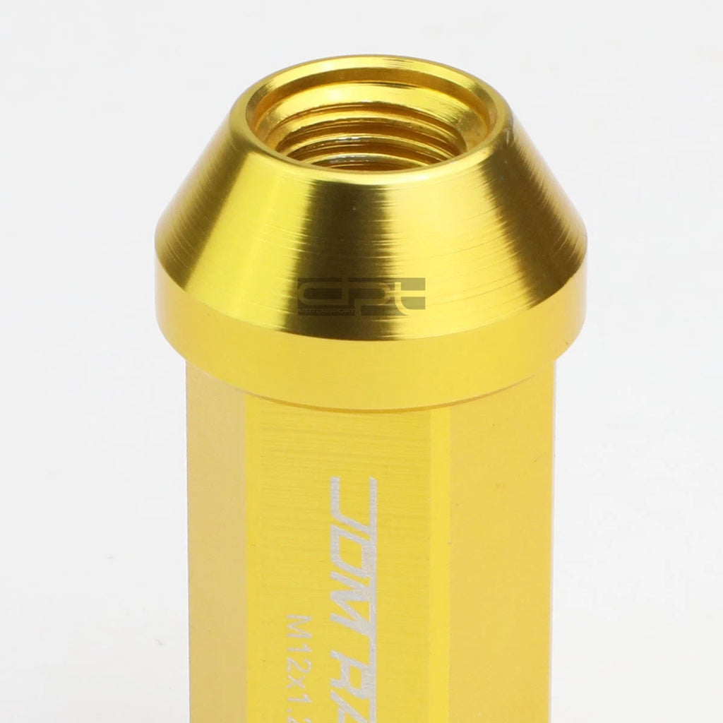 20 PCS Closed End M12x1.25 50mm Tall Gold Aluminum Lug Nuts + Adapter