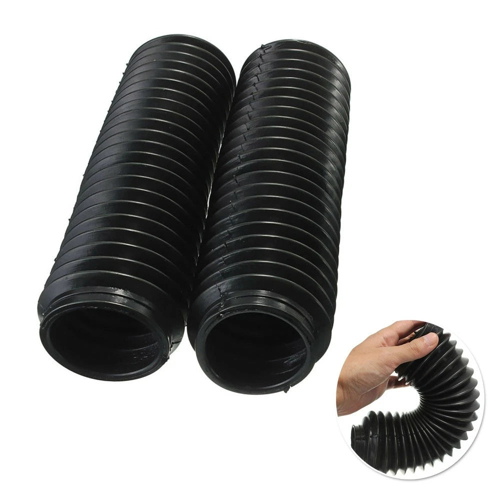 1 Pair Black Motorcycle Front Fork Rubber Gaiters for CQR (245x58x39mm)